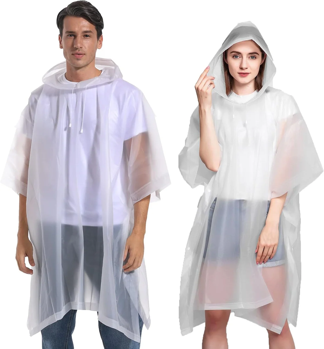 Hooded Rain Coats, 2 Pack, White